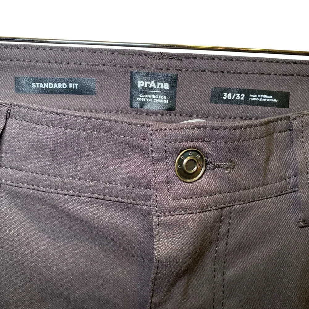 Prana Mens Brion Iron Grey Athletic Straight Leg Business Casual Jeans Sz 36/32